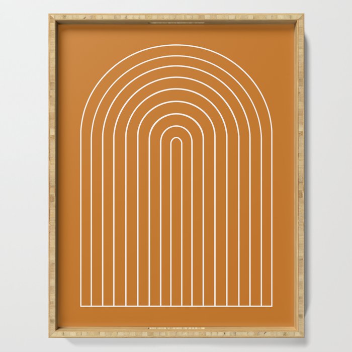 Minimal Arch XXII Bright 70s Orange Modern Geometric Lines Serving Tray Gallery Image 1