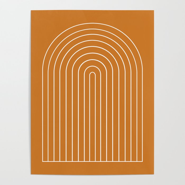 Minimal Arch XXII Bright 70s Orange Modern Geometric Lines Poster Gallery Image 1