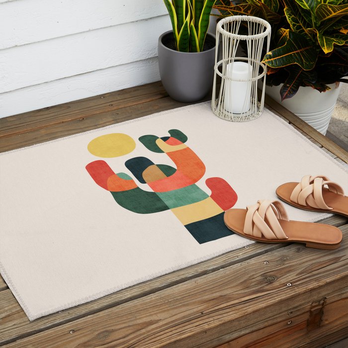 Cactus in the desert Outdoor Rug Gallery Image 2