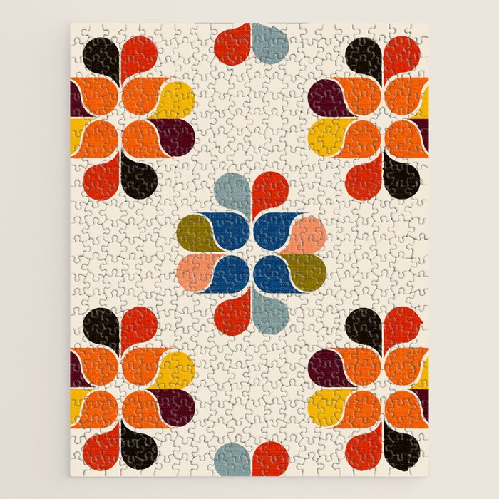 Mod Retro Floral Geometry in Multicolor Jigsaw Puzzle Gallery Image 1