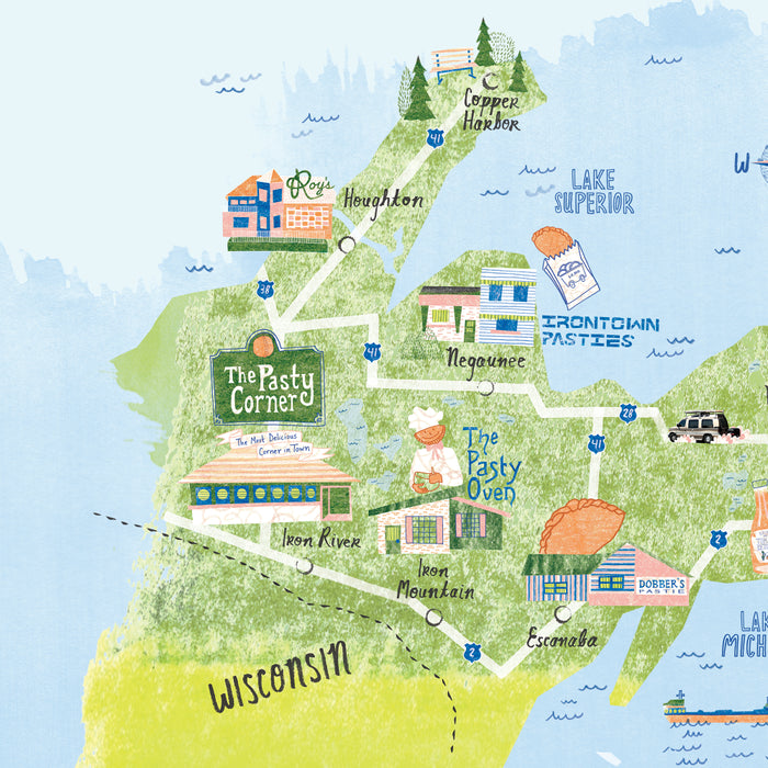 Map of Northern Michigan - Pasty Tour in Blue Coffee Mug Gallery Image 2