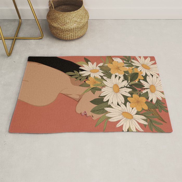 Woman With Flowers 2 Rug Gallery Image 1