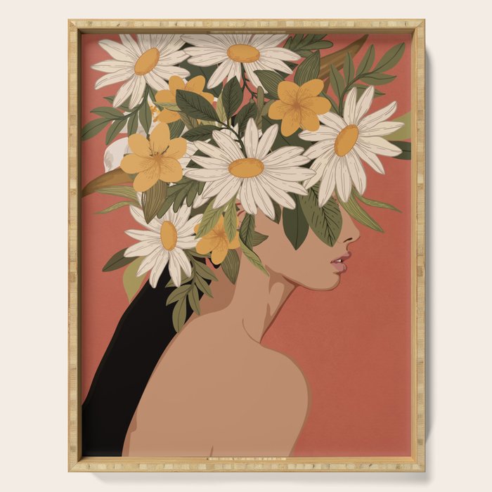 Woman With Flowers 2 Serving Tray Gallery Image 1