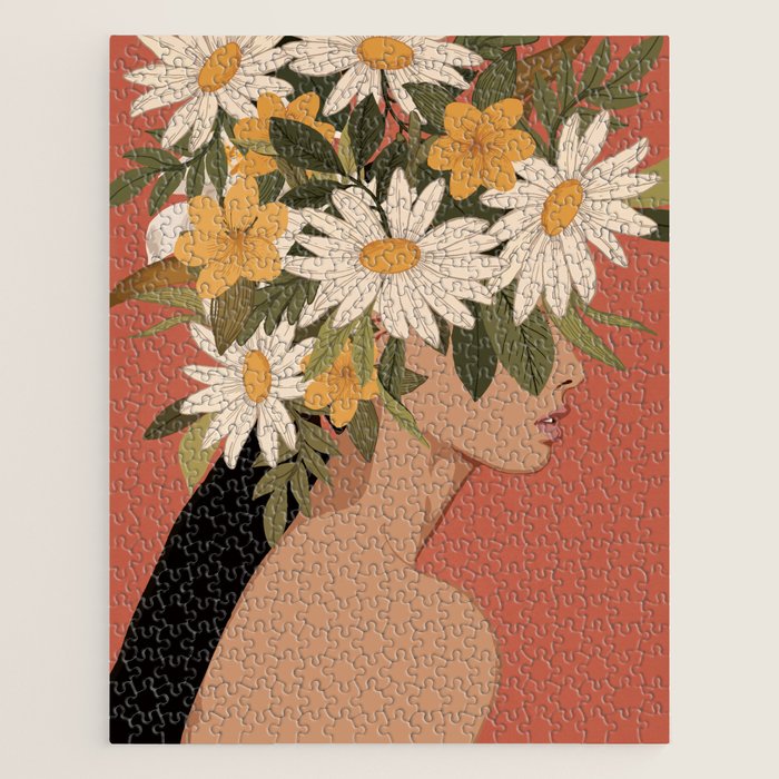 Woman With Flowers 2 Jigsaw Puzzle Gallery Image 1