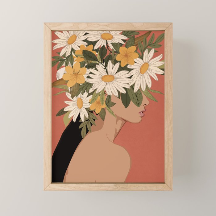 Woman With Flowers 2 Mini Art Print Gallery Image 1