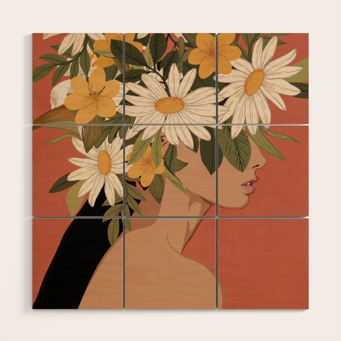Woman With Flowers 2 Wood Wall Art Gallery Image 1