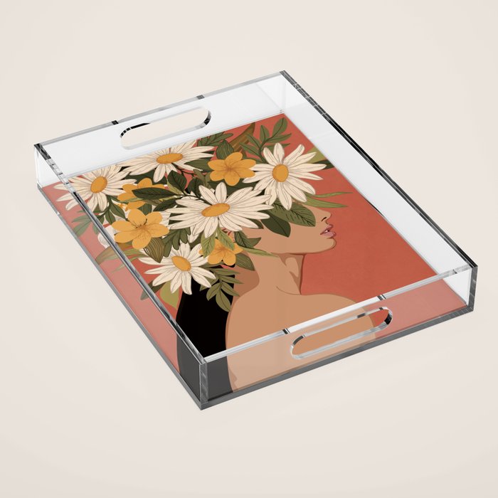 Woman With Flowers 2 Acrylic Tray Gallery Image 1