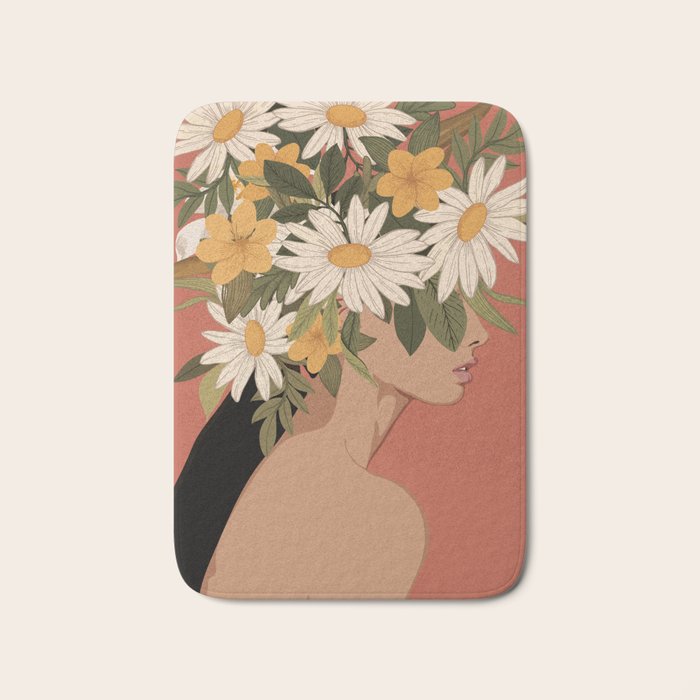 Woman With Flowers 2 Bath Mat Gallery Image 1
