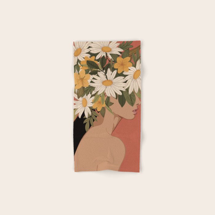 Woman With Flowers 2 Bath Towel Gallery Image 1
