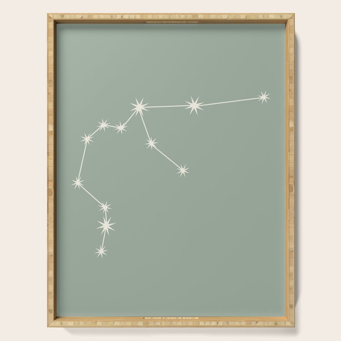Aquarius Zodiac Star Constellation Line Art Soft Sage Serving Tray Gallery Image 1