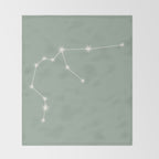 Aquarius Zodiac Star Constellation Line Art Soft Sage Throw Blanket Gallery Image 2