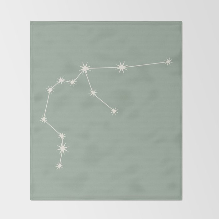 Aquarius Zodiac Star Constellation Line Art Soft Sage Throw Blanket Gallery Image 2