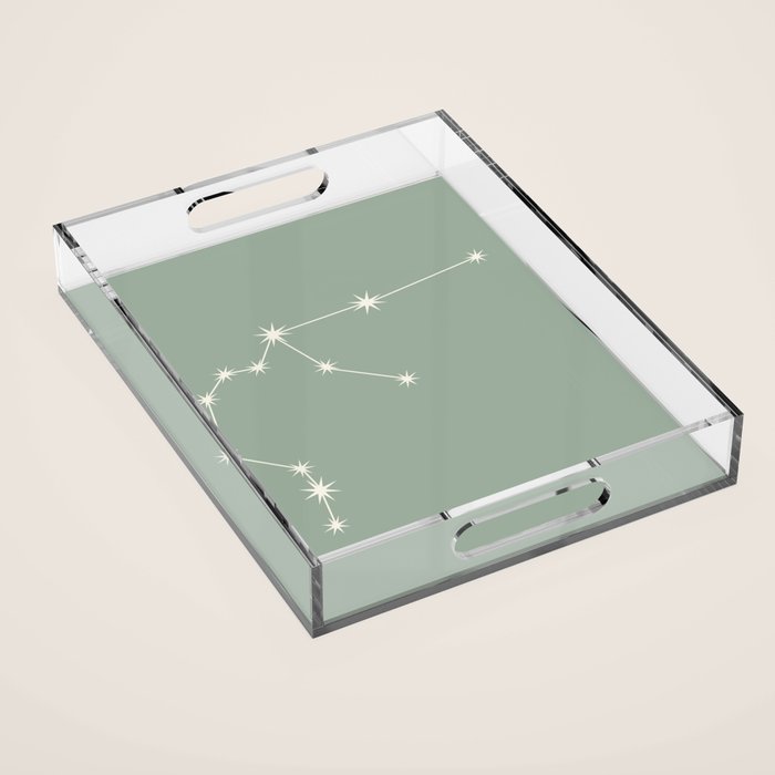 Aquarius Zodiac Star Constellation Line Art Soft Sage Acrylic Tray Gallery Image 1