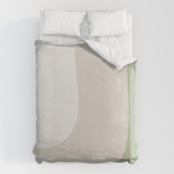 Triple Wave Modern Minimalist Abstract Pattern in Sage Green, Beige, and Cream Duvet Cover Gallery Image 1