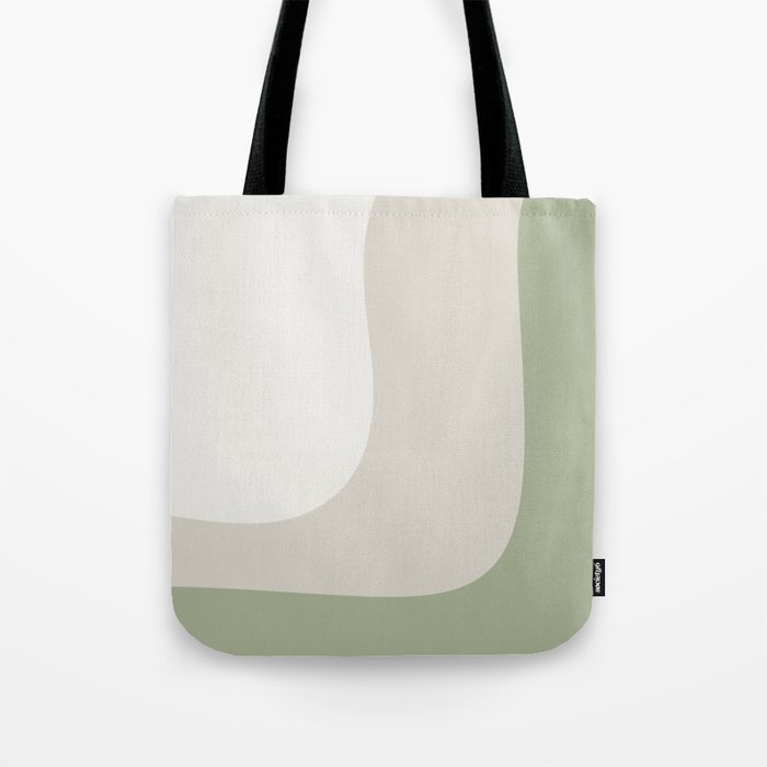 Triple Wave Modern Minimalist Abstract Pattern in Sage Green, Beige, and Cream Tote Bag Gallery Image 1