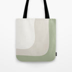 Triple Wave Modern Minimalist Abstract Pattern in Sage Green, Beige, and Cream Tote Bag Gallery Image 1