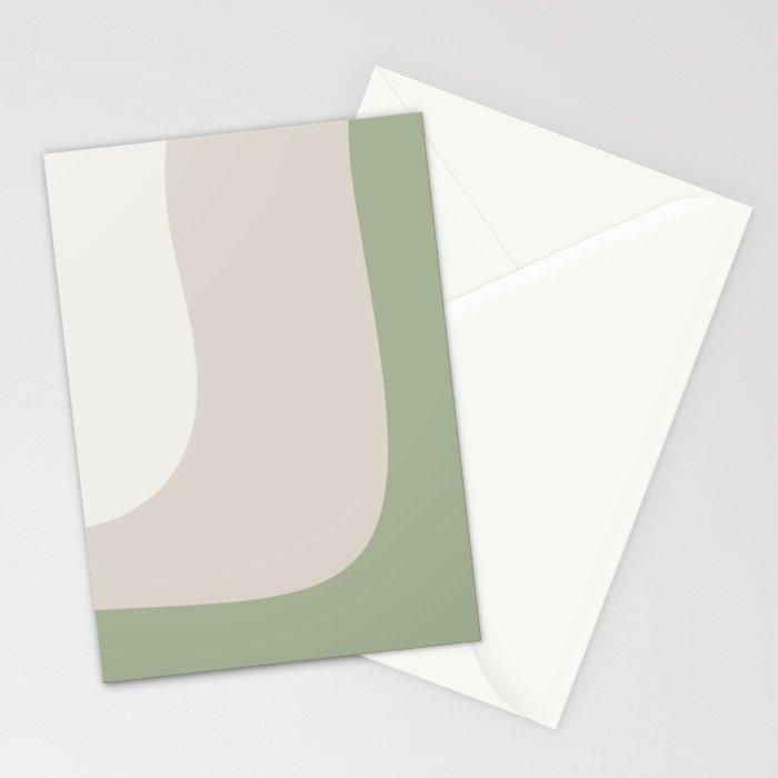 Triple Wave Modern Minimalist Abstract Pattern in Sage Green, Beige, and Cream Stationery Card Gallery Image 2