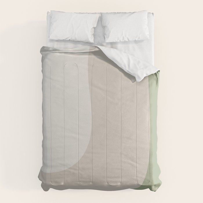 Triple Wave Modern Minimalist Abstract Pattern in Sage Green, Beige, and Cream Comforter Gallery Image 6
