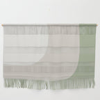 Triple Wave Modern Minimalist Abstract Pattern in Sage Green, Beige, and Cream Wall Hanging Gallery Image 1