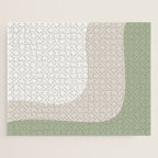 Triple Wave Modern Minimalist Abstract Pattern in Sage Green, Beige, and Cream Jigsaw Puzzle Gallery Image 1