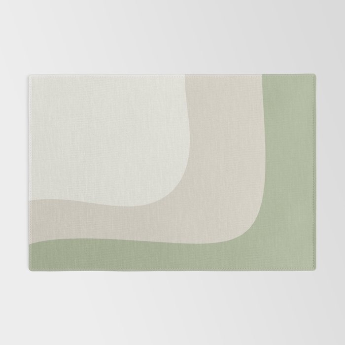 Triple Wave Modern Minimalist Abstract Pattern in Sage Green, Beige, and Cream Rug Gallery Image 2