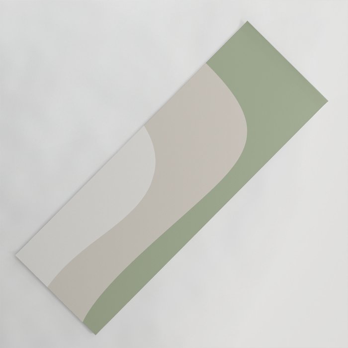 Triple Wave Modern Minimalist Abstract Pattern in Sage Green, Beige, and Cream Yoga Mat Gallery Image 1