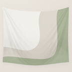 Triple Wave Modern Minimalist Abstract Pattern in Sage Green, Beige, and Cream Wall Tapestry Gallery Image 4