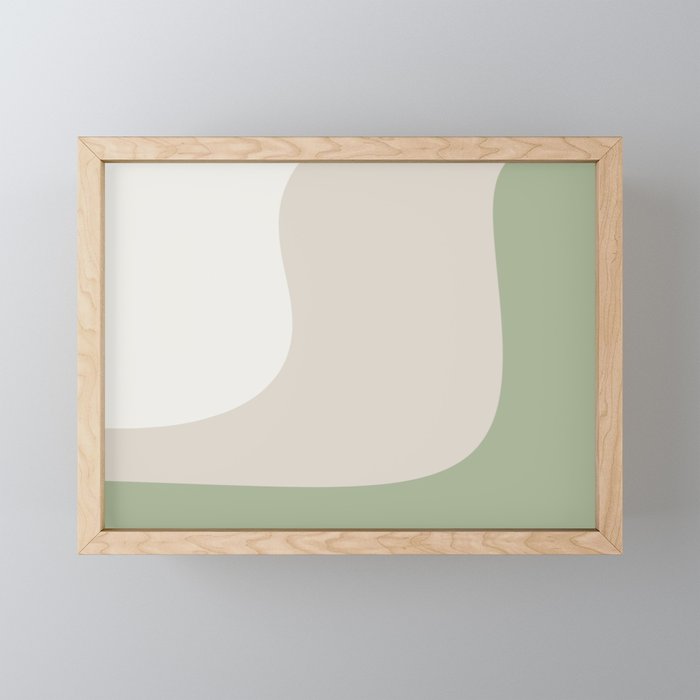Triple Wave Modern Minimalist Abstract Pattern in Sage Green, Beige, and Cream Mini Art Print Gallery Image 1