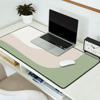 Triple Wave Modern Minimalist Abstract Pattern in Sage Green, Beige, and Cream Desk Mat Gallery Image 2