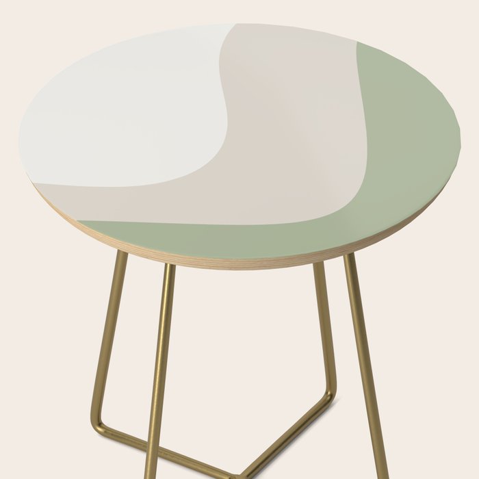 Triple Wave Modern Minimalist Abstract Pattern in Sage Green, Beige, and Cream Side Table Gallery Image 2