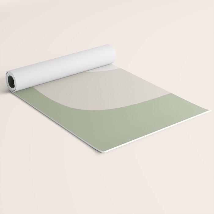 Triple Wave Modern Minimalist Abstract Pattern in Sage Green, Beige, and Cream Yoga Mat Gallery Image 2