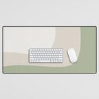 Triple Wave Modern Minimalist Abstract Pattern in Sage Green, Beige, and Cream Desk Mat Gallery Image 1