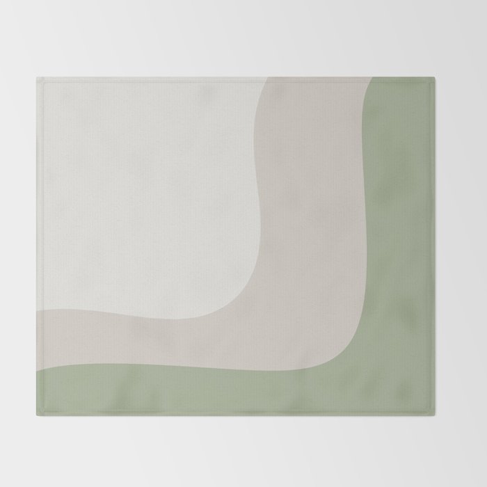 Triple Wave Modern Minimalist Abstract Pattern in Sage Green, Beige, and Cream Throw Blanket Gallery Image 2