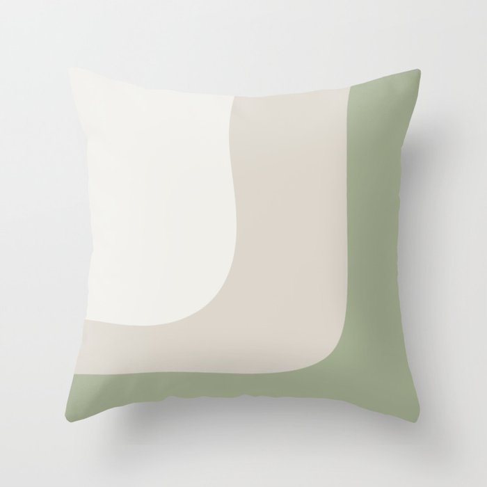 Triple Wave Modern Minimalist Abstract Pattern in Sage Green, Beige, and Cream Throw Pillow Gallery Image 6