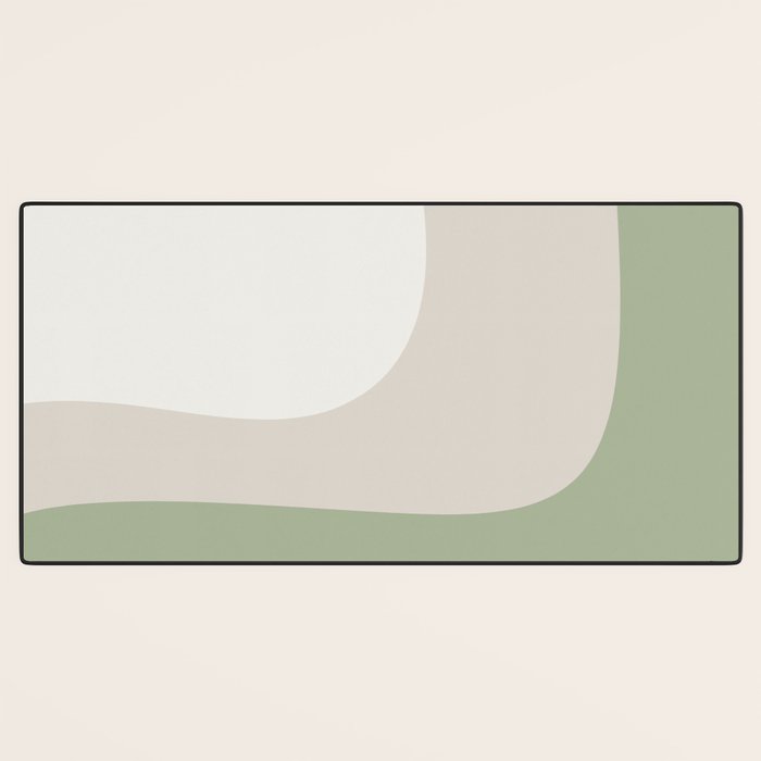 Triple Wave Modern Minimalist Abstract Pattern in Sage Green, Beige, and Cream Desk Mat Gallery Image 3