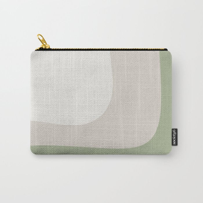 Triple Wave Modern Minimalist Abstract Pattern in Sage Green, Beige, and Cream Carry All Pouch Gallery Image 1