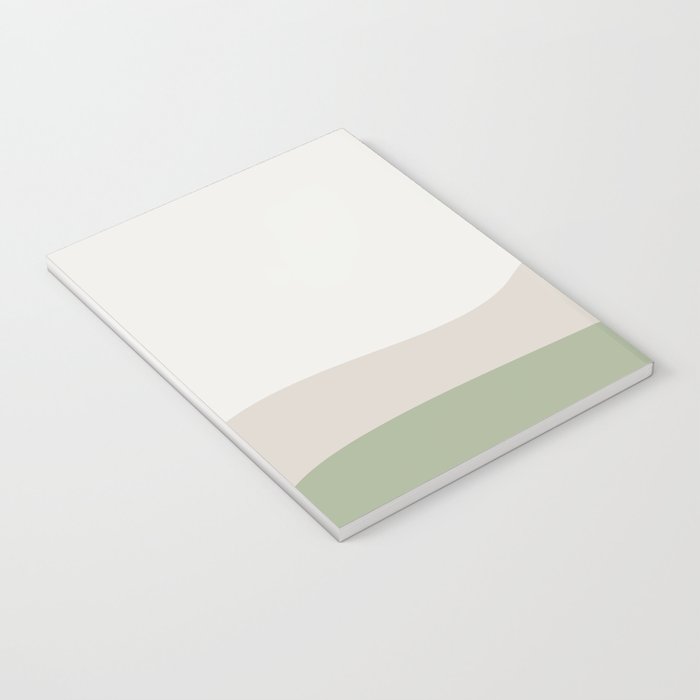 Triple Wave Modern Minimalist Abstract Pattern in Sage Green, Beige, and Cream Notebook Gallery Image 3