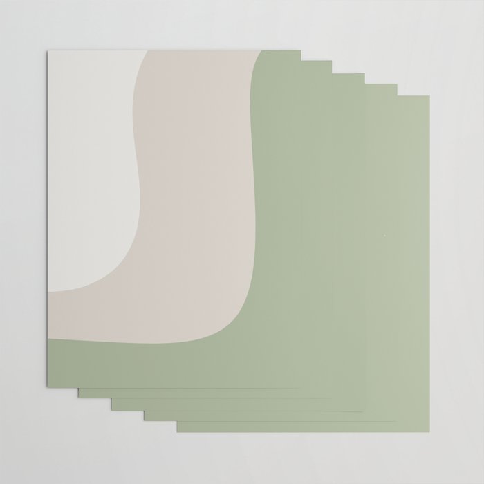 Triple Wave Modern Minimalist Abstract Pattern in Sage Green, Beige, and Cream Wrapping Paper Gallery Image 3