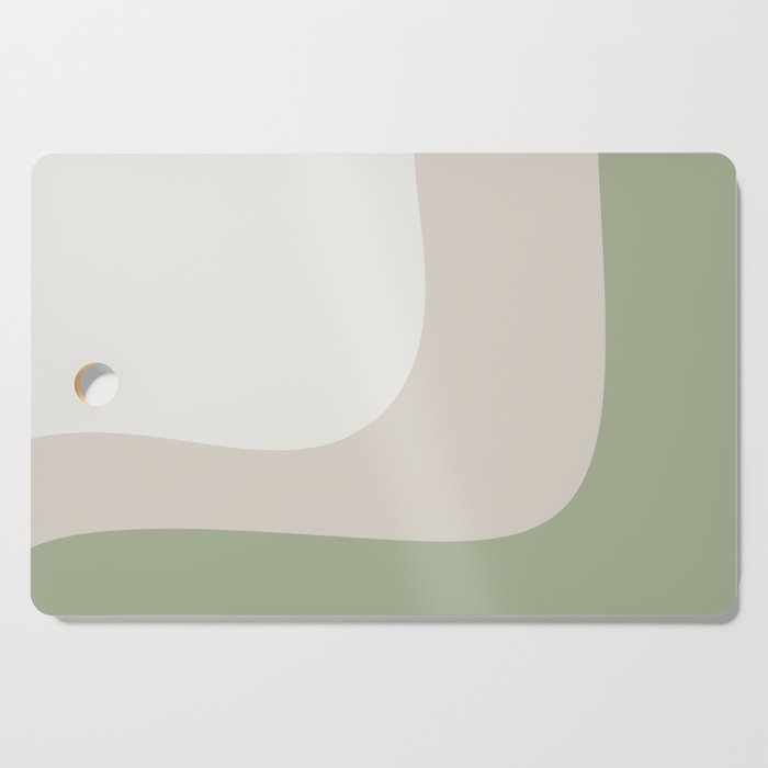 Triple Wave Modern Minimalist Abstract Pattern in Sage Green, Beige, and Cream Cutting Board Gallery Image 1