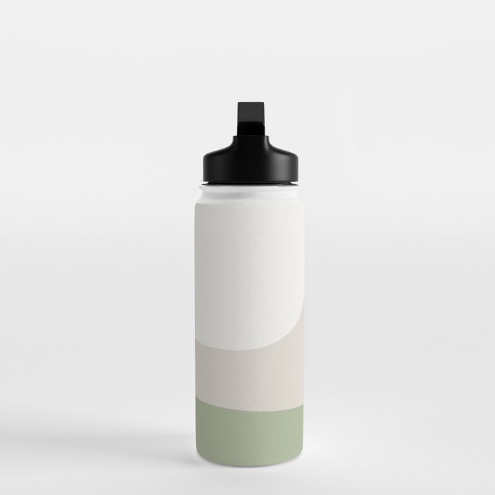 Triple Wave Modern Minimalist Abstract Pattern in Sage Green, Beige, and Cream Water Bottle Gallery Image 3