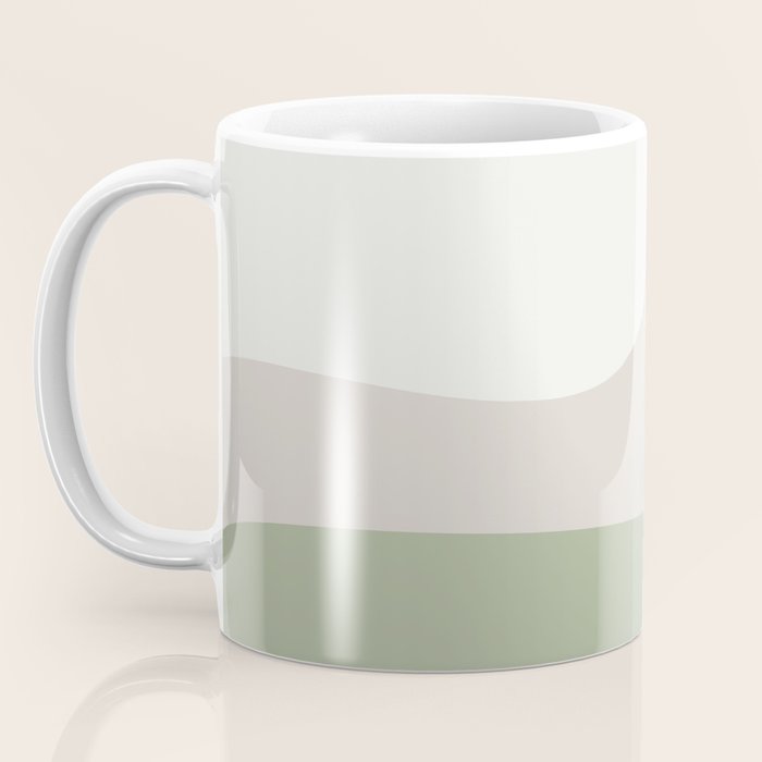 Triple Wave Modern Minimalist Abstract Pattern in Sage Green, Beige, and Cream Coffee Mug Gallery Image 3