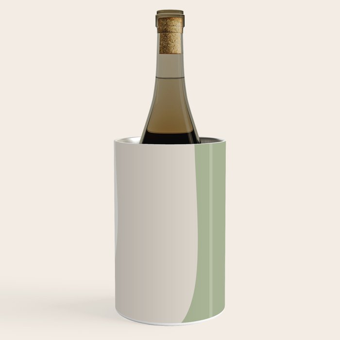 Triple Wave Modern Minimalist Abstract Pattern in Sage Green, Beige, and Cream Wine Chiller Gallery Image 3
