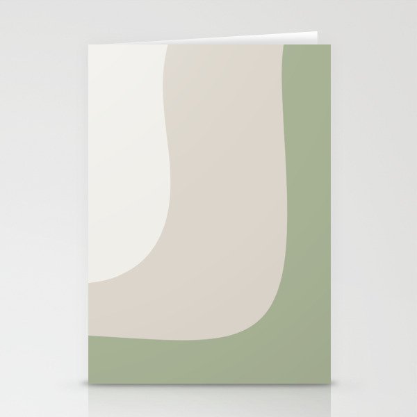 Triple Wave Modern Minimalist Abstract Pattern in Sage Green, Beige, and Cream Stationery Card Gallery Image 2