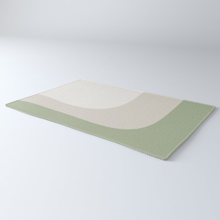 Triple Wave Modern Minimalist Abstract Pattern in Sage Green, Beige, and Cream Rug Gallery Image 3