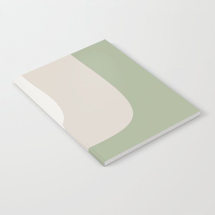 Triple Wave Modern Minimalist Abstract Pattern in Sage Green, Beige, and Cream Notebook Gallery Image 1