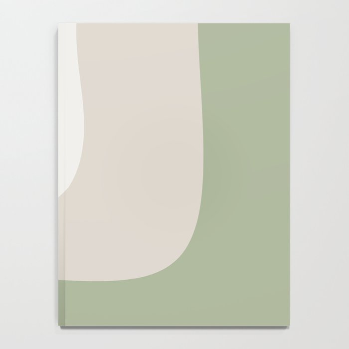 Triple Wave Modern Minimalist Abstract Pattern in Sage Green, Beige, and Cream Notebook Gallery Image 4