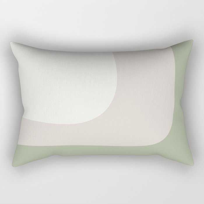Triple Wave Modern Minimalist Abstract Pattern in Sage Green, Beige, and Cream Rectangular Pillow Gallery Image 1