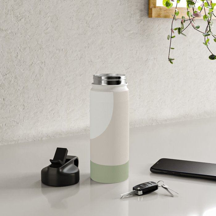 Triple Wave Modern Minimalist Abstract Pattern in Sage Green, Beige, and Cream Water Bottle Gallery Image 4
