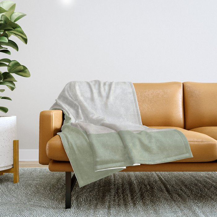 Triple Wave Modern Minimalist Abstract Pattern in Sage Green, Beige, and Cream Throw Blanket Gallery Image 1