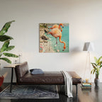Flamingos on the Beach, Wildlife Surrealism Birds, Nature Flamingo Fantasy Beach Summer Photography Wood Wall Art Gallery Image 2